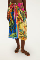 Multicolor Rainbow Summer Mixed Scarves Midi Skirt