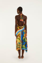 Multicolor Rainbow Summer Mixed Scarves Midi Skirt