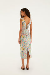Multicolor Rendeira 3d Bodice Midi Dress