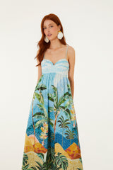Multicolor Rio Mosaic Sweetheart Neck Maxi Dress
