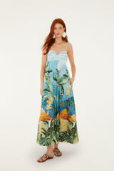 Multicolor Rio Mosaic Sweetheart Neck Maxi Dress