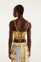 Multicolor Rio Souvenir Scarves Rope Straps Crop Top