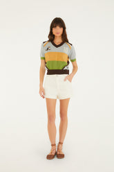 Multicolor Toucan Short Sleeve Knit Top