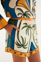 Multicolor Tropical Graphic Drawstring Pockets Shorts