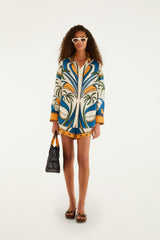 Multicolor Tropical Graphic Drawstring Pockets Shorts