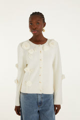 Off-White 3d Flower Buttoned Knit Cardigan