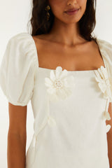 Off-White 3d Flowers Puff Sleeve Blouse