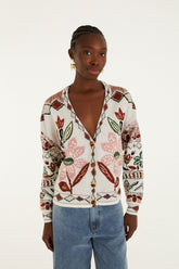 Off-White Ainika Embroidered Flower Knit Cardigan