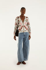 Off-White Ainika Embroidered Flower Knit Cardigan