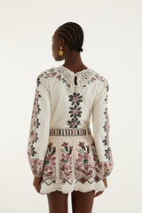 Off-White Ainika Rustic Flowers Crochet Detail Mini Skirt