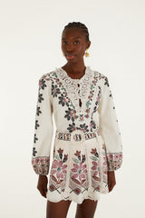 Off-White Ainika Rustic Flowers Crochet Detail Mini Skirt
