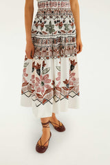 Off-White Ainika Rustic Flowers Short Sleeve Maxi Dress