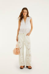 Off-White Embroidered Lace Blouse