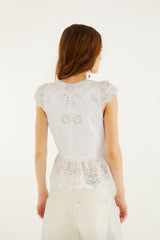 Off-White Embroidered Lace Blouse