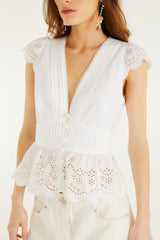 Off-White Embroidered Lace Blouse