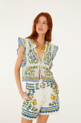 Off-White Emily Floral Tapestry Belted Shorts