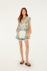 Off-White Emily Floral Tapestry Belted Shorts