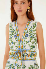 Off-White Emily Floral Tapestry Ruffled Mini Dress