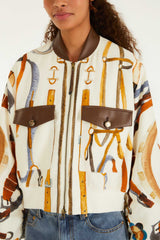 Off-White Equestrian Scarf Pockets Bomber Jacket