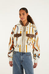 Off-White Equestrian Scarf Pockets Bomber Jacket