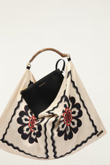 Off-White Flowers Satin Medium Scarf Bag