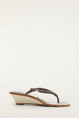 Off-White Palm Tree Cutwork Wedge Sandal