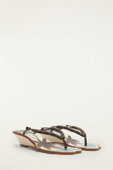 Off-White Palm Tree Cutwork Wedge Sandal