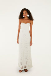 Off-White Palm Tree Strapless Knit Maxi Dress