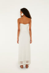 Off-White Palm Tree Strapless Knit Maxi Dress