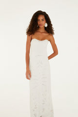 Off-White Palm Tree Strapless Knit Maxi Dress