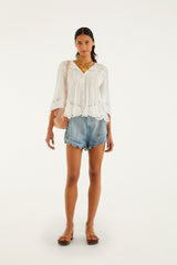 Off-White Richelieu Short Sleeve Blouse