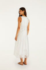 Off-White Richelieu V Neck Sleeveless Midi Dress