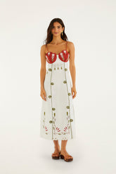 Off-White Tulip Richelieu Embroidered Midi Dress