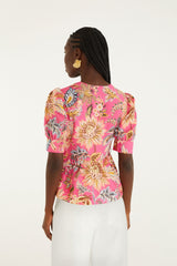 Pink Ligia Floral Puff Sleeve Blouse
