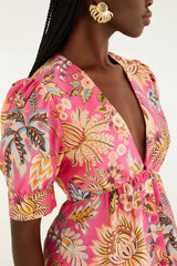Pink Ligia Floral Puff Sleeve Blouse