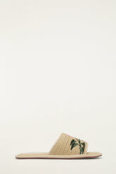 Raffia Farm Hotel Embroidered Slide Sandal