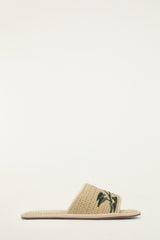 Raffia Farm Hotel Embroidered Slide Sandal