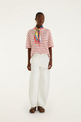 Red Summer In The Tropics Stripes T-Shirt & Scarf