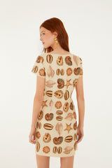 Sand Marine Shells Short Sleeve Mini Dress