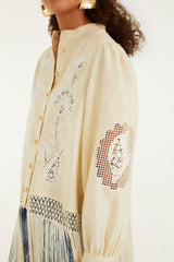 Sand Richelieu Long Sleeve Fringes Shirt