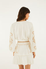 Sand Richelieu Belted Mini Skirt