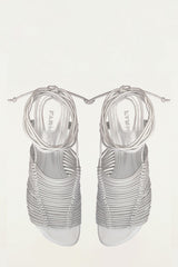 Silver Macrame Heeled Sandal