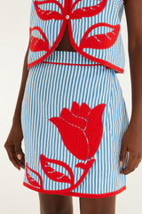 Sky Stripes Blue Mini Skirt