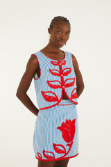 Sky Stripes Blue Mini Skirt