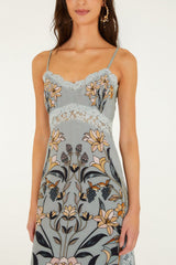 Stained Glass Beauty Lace Slip Midi Dress