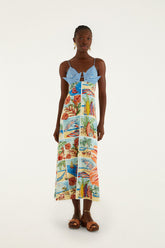 Multicolor Summer Diary Paper Boat Maxi Dress