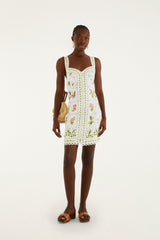 Tropical Porcelain Off-White Mini Dress