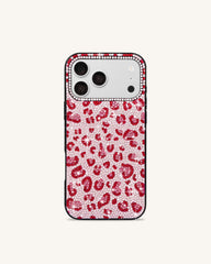 Bold Leopard Print Artificial Crystal Phone Case - Black