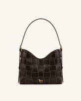 Nadine Dachshund Woven Hobo Bag - Dark Brown
