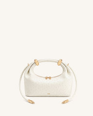 Ellie Metal Ring Embellished Top Handle Bag - Off White